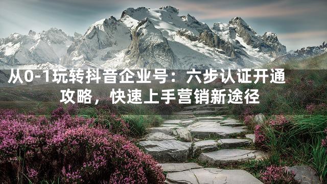 从0-1玩转抖音企业号：六步认证开通攻略，快速上手营销新途径