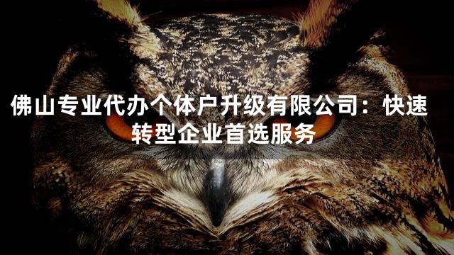 佛山专业代办个体户升级有限公司：快速转型企业首选服务