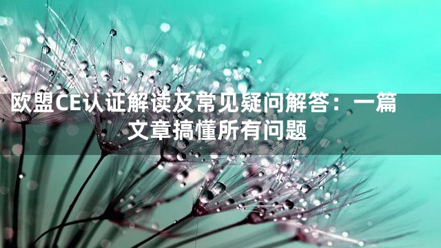 欧盟CE认证解读及常见疑问解答：一篇文章搞懂所有问题