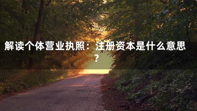 解读个体营业执照：注册资本是什么意思？