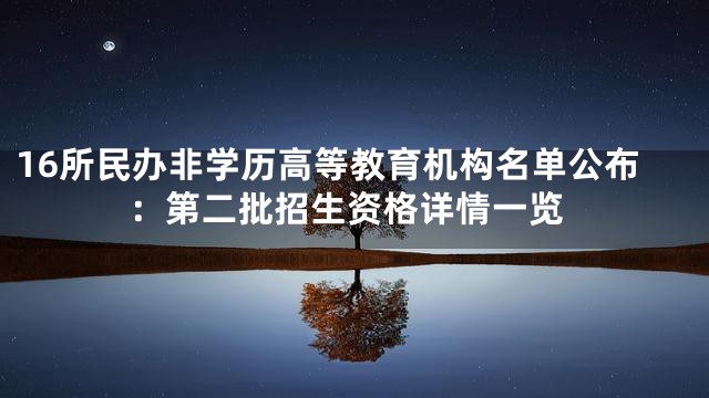 16所民办非学历高等教育机构名单公布：第二批招生资格详情一览