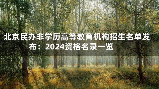 北京民办非学历高等教育机构招生名单发布：2024资格名录一览