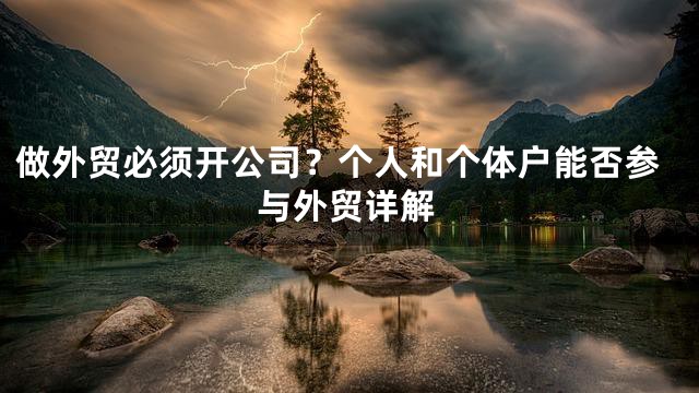 做外贸必须开公司？个人和个体户能否参与外贸详解