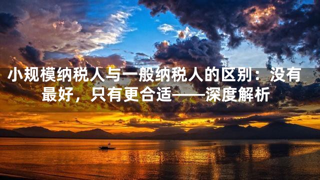 小规模纳税人与一般纳税人的区别：没有最好，只有更合适——深度解析