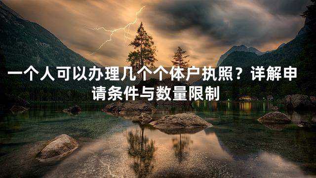 一个人可以办理几个个体户执照？详解申请条件与数量限制