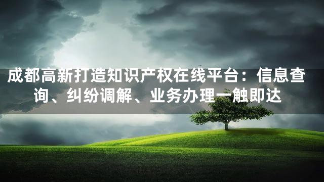 成都高新打造知识产权在线平台：信息查询、纠纷调解、业务办理一触即达