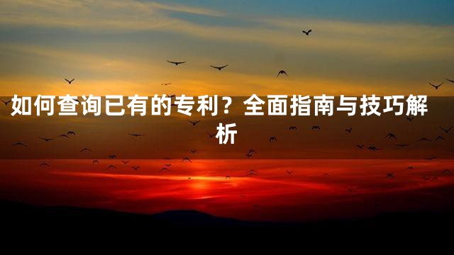 如何查询已有的专利？全面指南与技巧解析