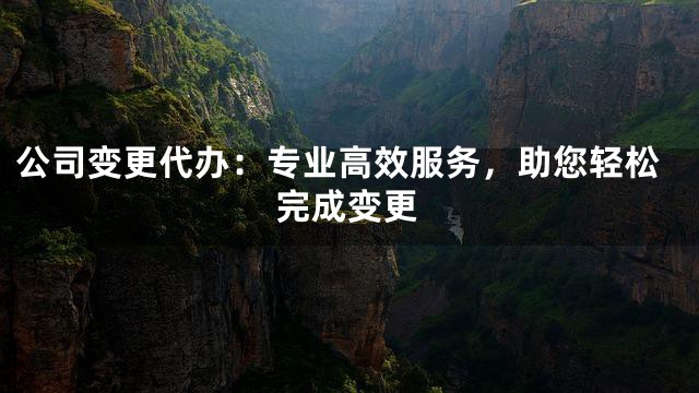 公司变更代办：专业高效服务，助您轻松完成变更