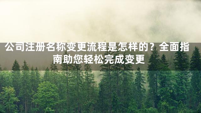 公司注册名称变更流程是怎样的？全面指南助您轻松完成变更