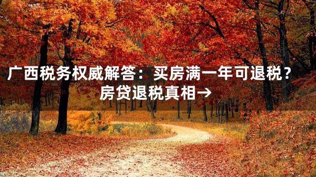 广西税务权威解答：买房满一年可退税？房贷退税真相→