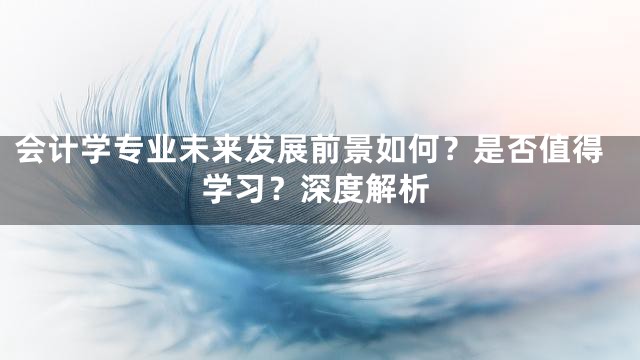 会计学专业未来发展前景如何？是否值得学习？深度解析
