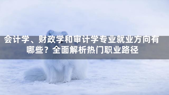 会计学、财政学和审计学专业就业方向有哪些？全面解析热门职业路径