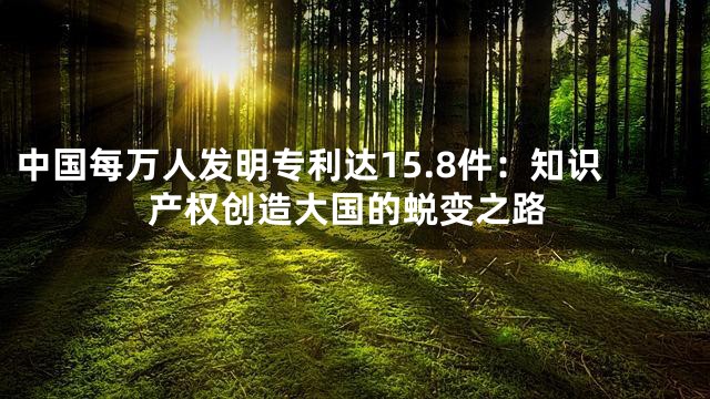 中国每万人发明专利达15.8件：知识产权创造大国的蜕变之路