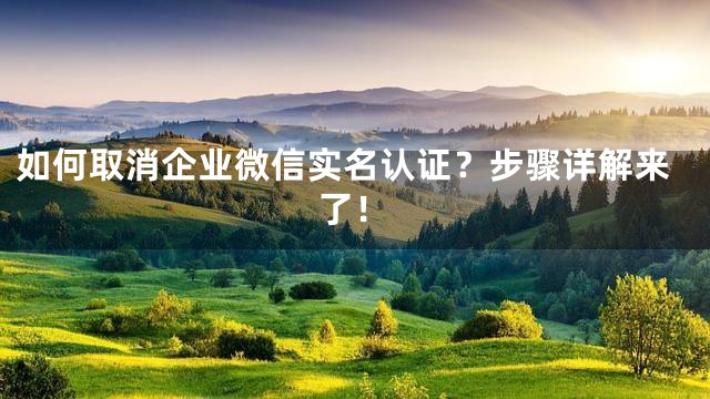如何取消企业微信实名认证？步骤详解来了！