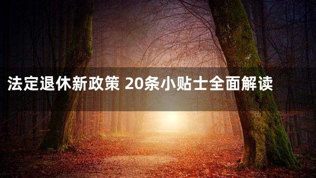 法定退休新政策 20条小贴士全面解读