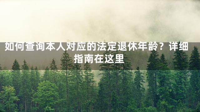 如何查询本人对应的法定退休年龄？详细指南在这里