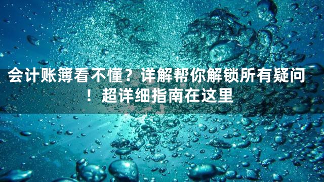 会计账簿看不懂？详解帮你解锁所有疑问！超详细指南在这里