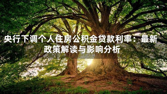 央行下调个人住房公积金贷款利率：最新政策解读与影响分析