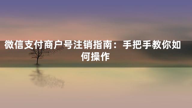 微信支付商户号注销指南：手把手教你如何操作