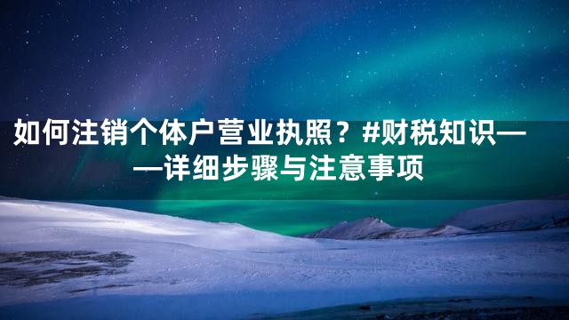 如何注销个体户营业执照？#财税知识——详细步骤与注意事项