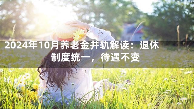 2024年10月养老金并轨解读：退休制度统一，待遇不变