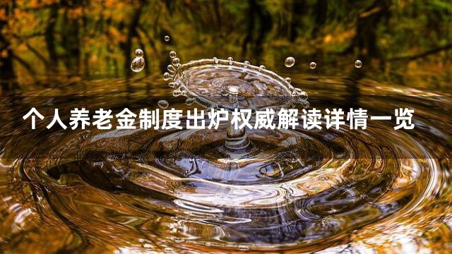 个人养老金制度出炉权威解读详情一览