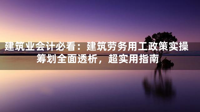 建筑业会计必看：建筑劳务用工政策实操筹划全面透析，超实用指南