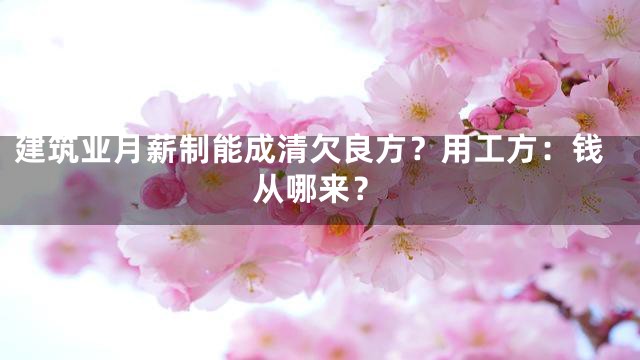 建筑业月薪制能成清欠良方？用工方：钱从哪来？