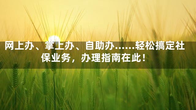 网上办、掌上办、自助办……轻松搞定社保业务，办理指南在此！