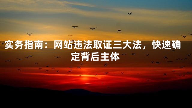 实务指南：网站违法取证三大法，快速确定背后主体