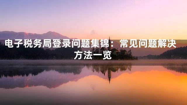 电子税务局登录问题集锦：常见问题解决方法一览