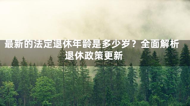 最新的法定退休年龄是多少岁？全面解析退休政策更新