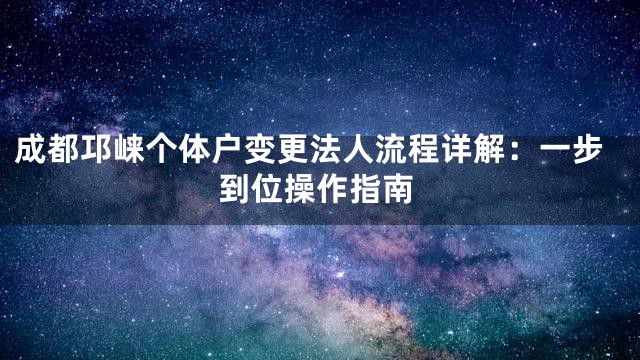成都邛崃个体户变更法人流程详解：一步到位操作指南