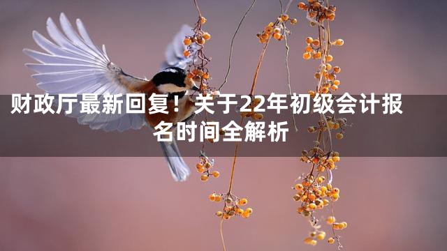 财政厅最新回复！关于22年初级会计报名时间全解析