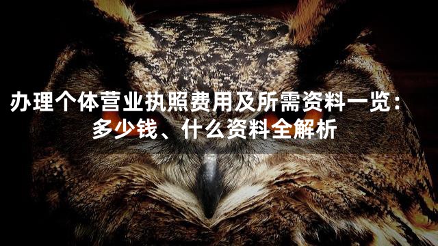 办理个体营业执照费用及所需资料一览：多少钱、什么资料全解析