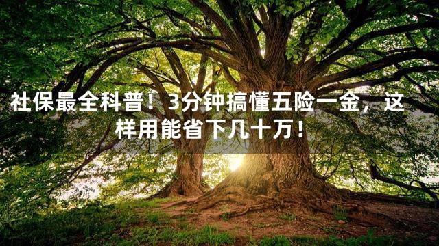 社保最全科普！3分钟搞懂五险一金，这样用能省下几十万！