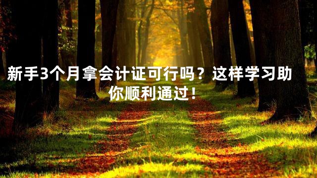 新手3个月拿会计证可行吗？这样学习助你顺利通过！
