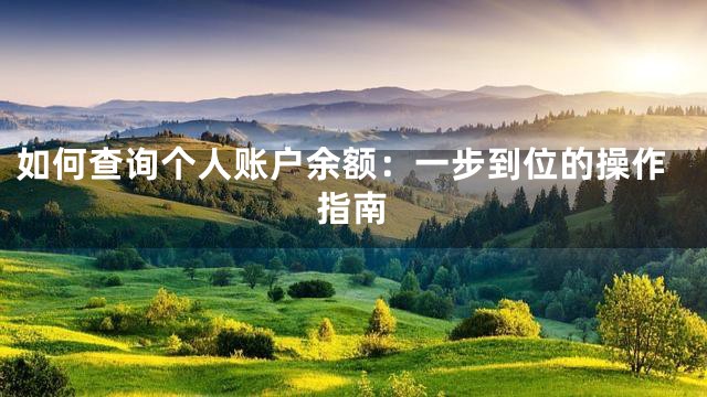 如何查询个人账户余额：一步到位的操作指南