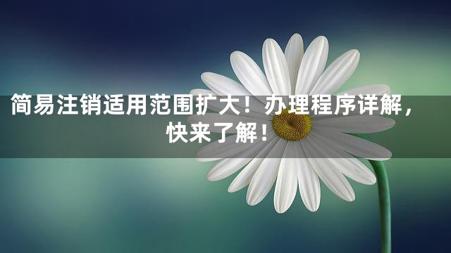 简易注销适用范围扩大！办理程序详解，快来了解！