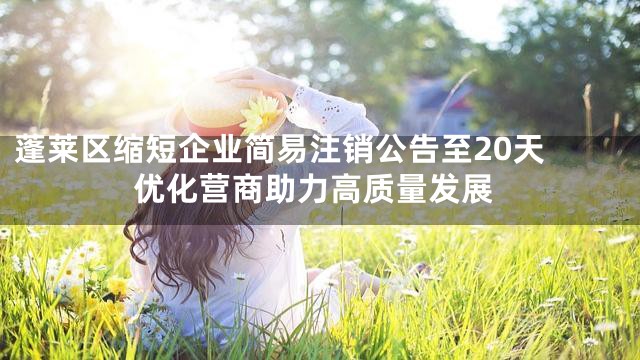 蓬莱区缩短企业简易注销公告至20天 优化营商助力高质量发展
