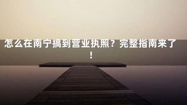 怎么在南宁搞到营业执照？完整指南来了！