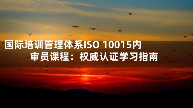 国际培训管理体系ISO 10015内审员课程：权威认证学习指南