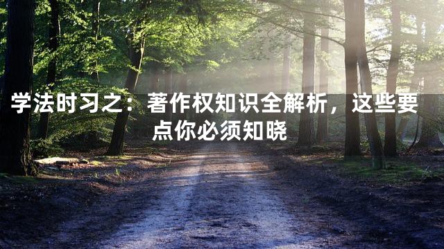 学法时习之：著作权知识全解析，这些要点你必须知晓