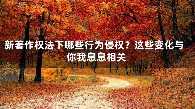 新著作权法下哪些行为侵权？这些变化与你我息息相关