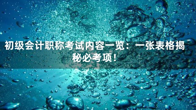 初级会计职称考试内容一览：一张表格揭秘必考项！