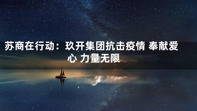 苏商在行动：玖开集团抗击疫情 奉献爱心 力量无限