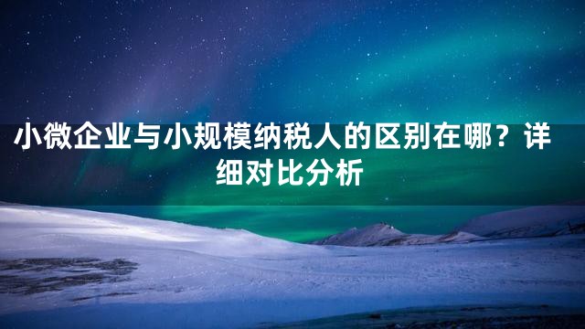 小微企业与小规模纳税人的区别在哪？详细对比分析