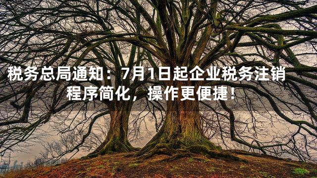 税务总局通知：7月1日起企业税务注销程序简化，操作更便捷！