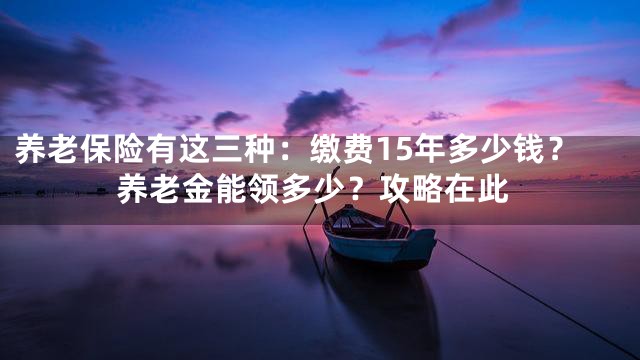养老保险有这三种：缴费15年多少钱？养老金能领多少？攻略在此