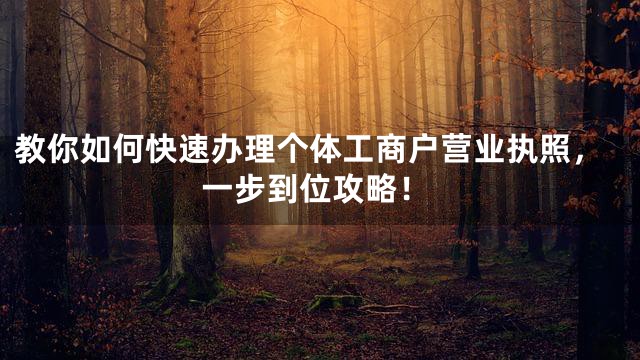 教你如何快速办理个体工商户营业执照，一步到位攻略！